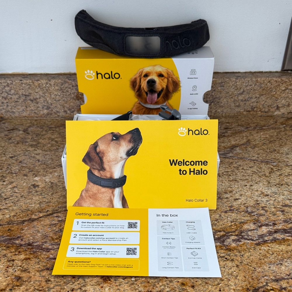 Halo Dog Collar 3 with Gray Cover M/L inc new charger GPS Wireless Training